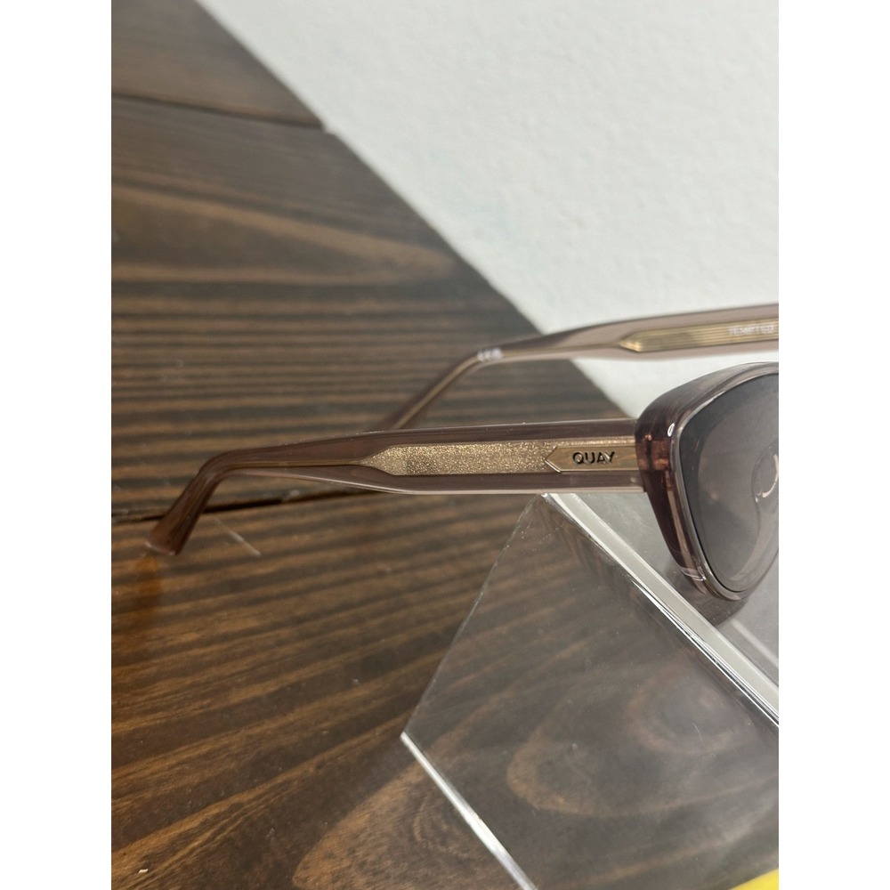 Quay Tempted Women's Brownish Gray Sunglasses Cat Eye Transparent 67-11 145 mm - Picture 3 of 9